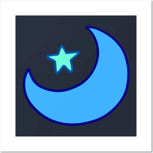 Blue Moon Blue star Posters and Art